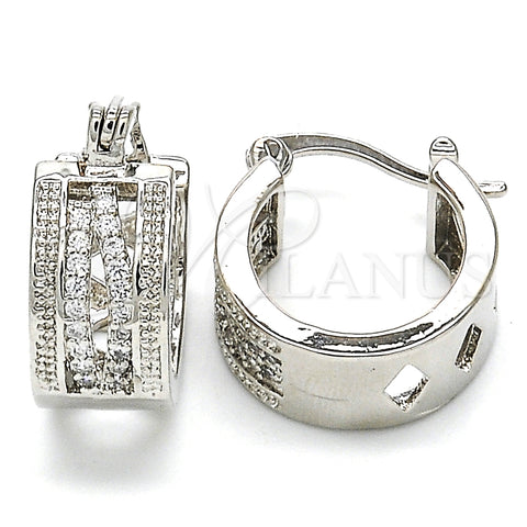 Argolla Pequeña 02.210.0277.4.15 Rodio Laminado, con Micro Pave Blanca, Pulido, Rodinado