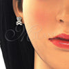 Arete Dormilona 02.233.0003 Oro Laminado, Diseño de Osito, con Blanca Micro Pave, Pulido, Tono Dorado