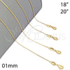 Gargantilla Basica 04.32.0012.18 Oro Laminado, Diseño de Snake, Pulido, Tono Dorado (01 MM Thickness, 18 Inches Length)