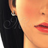 Arete Dormilona 02.156.0302 Oro Laminado, Diseño de Ancla, con Blanca Micro Pave, Pulido, Tono Dorado