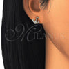 Arete Dormilona 02.156.0302 Oro Laminado, Diseño de Ancla, con Blanca Micro Pave, Pulido, Tono Dorado