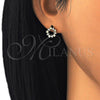 Arete Dormilona 02.156.0304 Oro Laminado, Diseño de Estrella, con Blanca Zirconia Cubica, Pulido, Tono Dorado