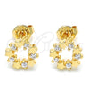 Arete Dormilona 02.156.0304 Oro Laminado, Diseño de Estrella, con Blanca Zirconia Cubica, Pulido, Tono Dorado