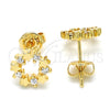 Arete Dormilona 02.156.0304 Oro Laminado, Diseño de Estrella, con Blanca Zirconia Cubica, Pulido, Tono Dorado