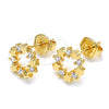 Arete Dormilona 02.156.0304 Oro Laminado, Diseño de Estrella, con Blanca Zirconia Cubica, Pulido, Tono Dorado
