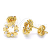 Arete Dormilona 02.156.0304 Oro Laminado, Diseño de Estrella, con Blanca Zirconia Cubica, Pulido, Tono Dorado