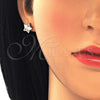 Arete Dormilona 02.156.0305 Oro Laminado, Diseño de Estrella, con Blanca Micro Pave, Pulido, Tono Dorado
