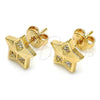 Arete Dormilona 02.156.0305 Oro Laminado, Diseño de Estrella, con Blanca Micro Pave, Pulido, Tono Dorado
