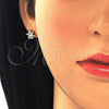 Arete Dormilona 02.156.0307 Oro Laminado, Diseño de Estrella y Corona, con Blanca Micro Pave, Pulido, Tono Dorado