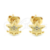 Arete Dormilona 02.156.0307 Oro Laminado, Diseño de Estrella y Corona, con Blanca Micro Pave, Pulido, Tono Dorado