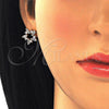 Arete Dormilona 02.156.0308 Oro Laminado, Diseño de Baguette, con Blanca Zirconia Cubica, Pulido, Tono Dorado