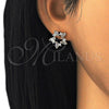 Arete Dormilona 02.156.0308 Oro Laminado, Diseño de Baguette, con Blanca Zirconia Cubica, Pulido, Tono Dorado