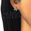 Arete Dormilona 02.156.0310 Oro Laminado, con Blanca Zirconia Cubica, Pulido, Tono Dorado