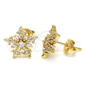 Arete Dormilona 02.156.0310 Oro Laminado, con Blanca Zirconia Cubica, Pulido, Tono Dorado