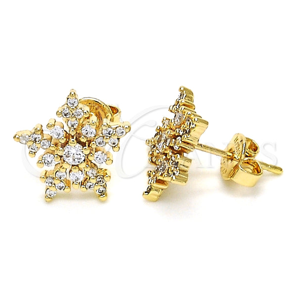 Arete Dormilona 02.156.0310 Oro Laminado, con Blanca Zirconia Cubica, Pulido, Tono Dorado