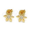 Arete Dormilona 02.156.0311 Oro Laminado, con Blanca Micro Pave, Pulido, Tono Dorado