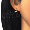 Arete Dormilona 02.156.0314 Oro Laminado, con Blanca Zirconia Cubica, Pulido, Tono Dorado