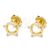 Arete Dormilona 02.156.0314 Oro Laminado, con Blanca Zirconia Cubica, Pulido, Tono Dorado