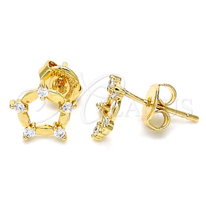 Arete Dormilona 02.156.0314 Oro Laminado, con Blanca Zirconia Cubica, Pulido, Tono Dorado