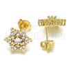 Arete Dormilona 02.195.0099 Oro Laminado, con Blanca Zirconia Cubica, Pulido, Tono Dorado