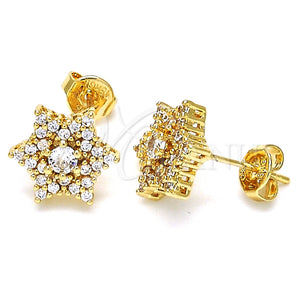 Arete Dormilona 02.195.0099 Oro Laminado, con Blanca Zirconia Cubica, Pulido, Tono Dorado