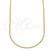 Gargantilla Basica 04.32.0014.22 Oro Laminado, Diseño de Bola, Pulido, Tono Dorado (01 MM Thickness, 22 Inches Length)