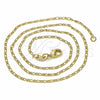 Gargantilla Basica 04.32.0015.18 Oro Laminado, Diseño de Figaro, Pulido, Tono Dorado (01 MM Thickness, 18 Inches Length)