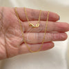 Gargantilla Basica 04.32.0015.22 Oro Laminado, Diseño de Figaro, Pulido, Tono Dorado (01 MM Thickness, 22 Inches Length)