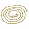 Gargantilla Basica 04.32.0015.22 Oro Laminado, Diseño de Figaro, Pulido, Tono Dorado (01 MM Thickness, 22 Inches Length)