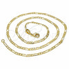 Gargantilla Basica 04.32.0017.18 Oro Laminado, Diseño de Figaro, Pulido, Tono Dorado (03 MM Thickness, 18 Inches Length)