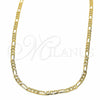 Gargantilla Basica 04.32.0017.22 Oro Laminado, Diseño de Figaro, Pulido, Tono Dorado (03 MM Thickness, 22 Inches Length)
