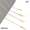 Gargantilla Basica 04.32.0006.16 Oro Laminado, Diseño de Mariner, Pulido, Tono Dorado (0.50 Gauge, 02 MM Thickness, 16 Inches Length)