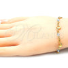Pulsera Elegante 03.32.0218.07 Oro Laminado, Diseño de Delfín, con Aguamarina Cristal, Pulido, Tono Dorado (7 Inches Length)