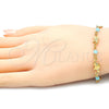 Pulsera Elegante 03.32.0219.07 Oro Laminado, Diseño de Tortuga, con Aqua Azul Cristal, Pulido, Tono Dorado (7 Inches Length)