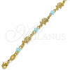 Pulsera Elegante 03.32.0219.07 Oro Laminado, Diseño de Tortuga, con Aqua Azul Cristal, Pulido, Tono Dorado (7 Inches Length)