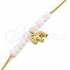 Pulsera de Dije 03.32.0221.07 Oro Laminado, Diseño de Elefante y Snake, con Blanca and Rosado Opal, Pulido, Tono Dorado (7 Inches Length)