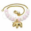 Pulsera de Dije 03.32.0221.07 Oro Laminado, Diseño de Elefante y Snake, con Blanca and Rosado Opal, Pulido, Tono Dorado (7 Inches Length)
