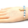 Pulsera de Dije 03.32.0222.07 Oro Laminado, Diseño de Delfín y Snake, con Rosado Opal and Aguamarina Cristal, Pulido, Tono Dorado (7 Inches Length)