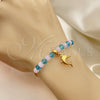 Pulsera de Dije 03.32.0222.07 Oro Laminado, Diseño de Delfín y Snake, con Rosado Opal and Aguamarina Cristal, Pulido, Tono Dorado (7 Inches Length)