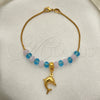 Pulsera de Dije 03.32.0222.07 Oro Laminado, Diseño de Delfín y Snake, con Rosado Opal and Aguamarina Cristal, Pulido, Tono Dorado (7 Inches Length)