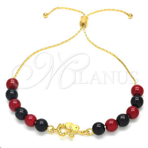 Pulsera Bolo Ajustable 03.32.0229.07 Oro Laminado, Diseño de Elefante y Snake, con Negro and Granate Opal, Pulido, Tono Dorado (7 Inches Length)
