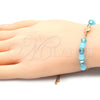 Pulsera Bolo Ajustable 03.32.0233.07 Oro Laminado, Diseño de Tortuga y Snake, con Aguamarina and Aqua Azul Cristal, Pulido Azul, Tono Dorado (7 Inches Length)