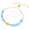 Pulsera Bolo Ajustable 03.32.0233.07 Oro Laminado, Diseño de Tortuga y Snake, con Aguamarina and Aqua Azul Cristal, Pulido Azul, Tono Dorado (7 Inches Length)