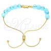 Pulsera Bolo Ajustable 03.32.0233.07 Oro Laminado, Diseño de Tortuga y Snake, con Aguamarina and Aqua Azul Cristal, Pulido Azul, Tono Dorado (7 Inches Length)