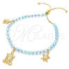 Pulsera Bolo Ajustable 03.32.00234.07 Oro Laminado, Diseño de Tortuga y Snake, con Aquamarine Cristal, Pulido Azul, Tono Dorado (7 Inches Length)
