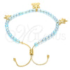 Pulsera Bolo Ajustable 03.32.00234.07 Oro Laminado, Diseño de Tortuga y Snake, con Aquamarine Cristal, Pulido Azul, Tono Dorado (7 Inches Length)
