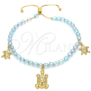 Pulsera Bolo Ajustable 03.32.00234.07 Oro Laminado, Diseño de Tortuga y Snake, con Aquamarine Cristal, Pulido Azul, Tono Dorado (7 Inches Length)