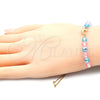 Pulsera Bolo Ajustable 03.32.0235.07 Oro Laminado, Diseño de Delfín y Snake, con Aguamarina and Rosado Cristal, Pulido, Tono Dorado (7 Inches Length)