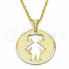 Dije Elegante 03.32.0243 Oro Laminado, Diseño de Niñita Pequeña, Mate, Tono Dorado