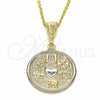 Dije Religioso 03.32.0245 Oro Laminado, Diseño de Trébol de Cuatro Hojas y Ojo Griego, Mate, Dos Tonos